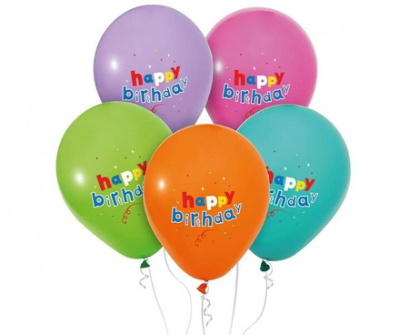 ZESTAW HAPPY BIRTHDAY PASTELOWE KOLORY 30 CM 5 SZT.