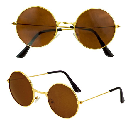 OKULARY LENONKI ZŁOTE HIPPIE HIPPIS 