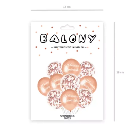 BALONY 30cm WIECZÓR PANIEŃSKI ROSE GOLD Z KONFETTI 10 szt