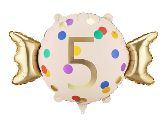 BALON FOLIOWY CUKIEREK 5 CYFRA 61 X 37 CM