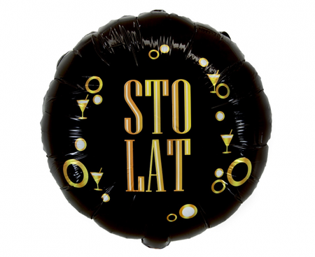 BALON FOLIOWY STO LAT CZARNY 45 CM