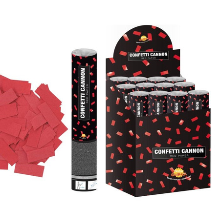 TUBA KONFETTI CZERWONE PROSTOKĄTY 40 CM