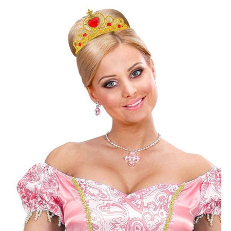 TIARA ZŁOTA SERCE CZERWONE