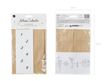 KALENDARZ ADWENTOWY TOREBKI KRAFT 24 SZT.