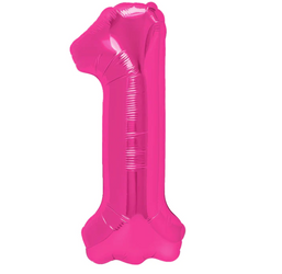BALON FOLIOWY CYFRA 1 CIEMNORÓŻOWY 100 CM
