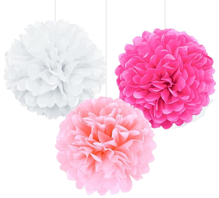 ZESTAW KWIATÓW BIBUŁOWYCH RÓŻOWY 3 SZT