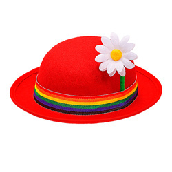 KAPELUSZ KLAUNA CZERWONY Z KWIATEM