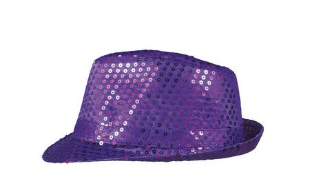 FIOLETOWY CEKINOWY KAPELUSZ GANGSTERSKI
