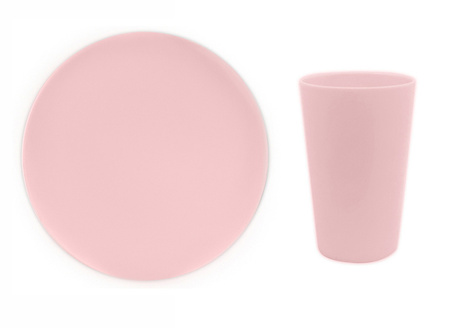 ZESTAW KUBECZKI+TALERZYKI WIELORAZOWE RÓŻOWE 