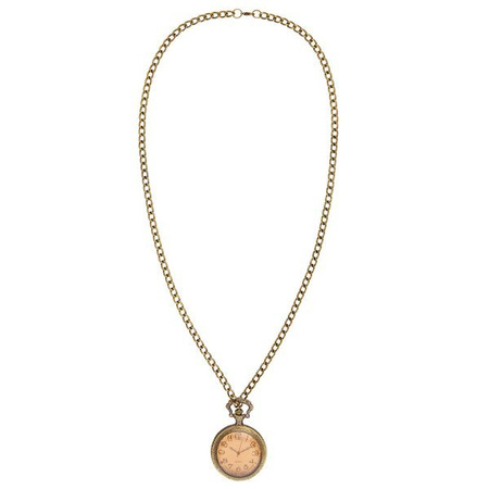 NASZYJNIK ZŁOTY Z ZEGAREM STEAMPUNK KAPELUSZNIK