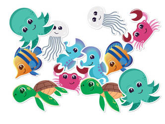 DEKORACJA DWUSTRONNA PODWODNY ŚWIAT 12 SZT.