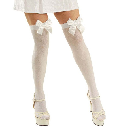 POŃCZOCHY BIAŁE Z KOKARDĄ BIAŁĄ