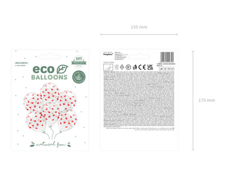 BALONY ECO 33 CM SERCA CZERWONE 6 SZT.