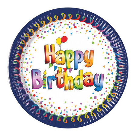 ZESTAW HAPPY BIRTHDAY TALERZYKI + KUBECZKI