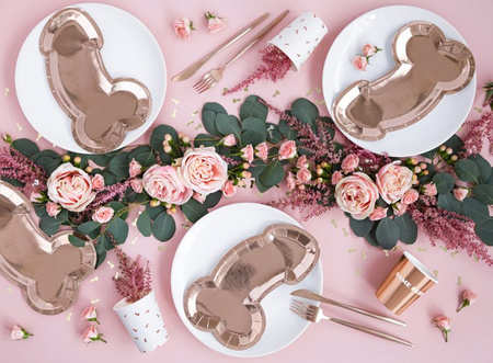 Talerzyki Same penis forever, różowe złoto, 26.5x15.5cm (1 karton / 25 op.) (1 op. / 6 szt.)