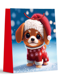 TORBA PREZENTOWA PIESEK W SWETERKU 32 X 26 X 10 CM