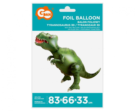 BALON FOLIOWY TYRANOZAUR 3D, 83X66X33 CM