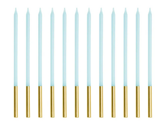 ŚWIECZKI URODZINOWE GŁADKIE BŁĘKIT 14 CM 12 SZT