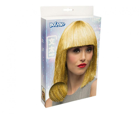 Peruka złota z grzywką włosy półdługie