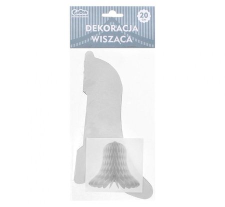 Dekoracja srebrna wisząca Dzwonek 20 cm, 1 szt. srebrny