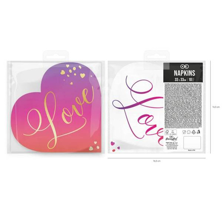 SERWETKI LOVE WALENTYNKI 33 CM 10 SZT.