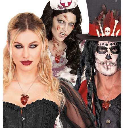 NASZYJNIK Z CZERWONYM SERCEM HALLOWEEN