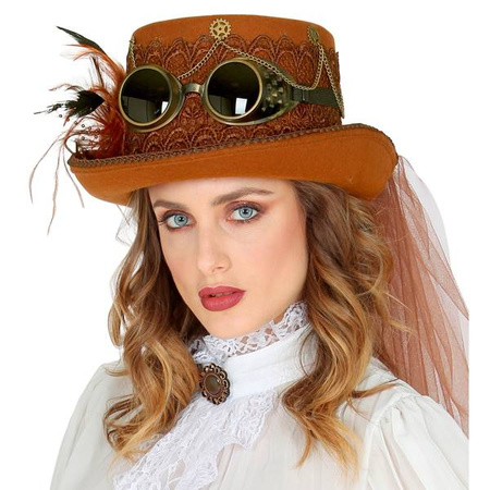 CYLINDER KAPELUSZ STEAMPUNK Z WELONEM