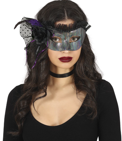 MASKA Z PIÓRKIEM I RÓŻĄ