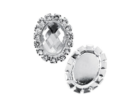 Aplikacje z kamieniem, srebrny, 21 x 17mm (1 op. / 2 szt.)