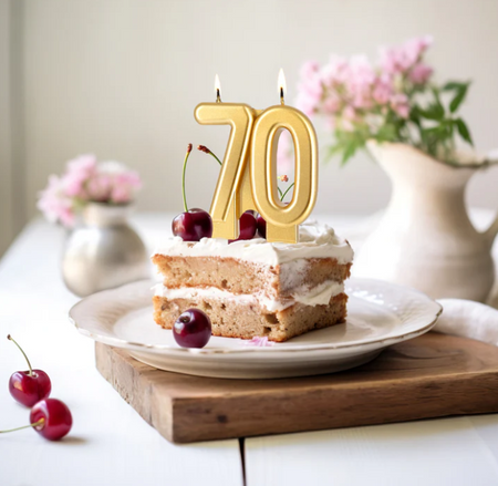 ŚWIECZKA URODZINOWA CYFRA 70 7,7 CM ZŁOTA 