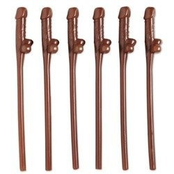 SŁOMKI PENIS BRĄZOWE 6 SZT