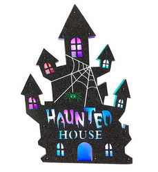 CASA SPIRITATA DECORO PARETE CON 14 LUCI LED MULTICOLORE LAMPEGGIANTI 35x24 cm