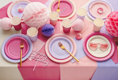 TALERZYKI PAPIEROWE JASNY RÓŻOWY 18 CM 6 SZT