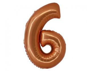 BALON FOLIOWY CYFRA 6 MIEDZIANA 76 CM