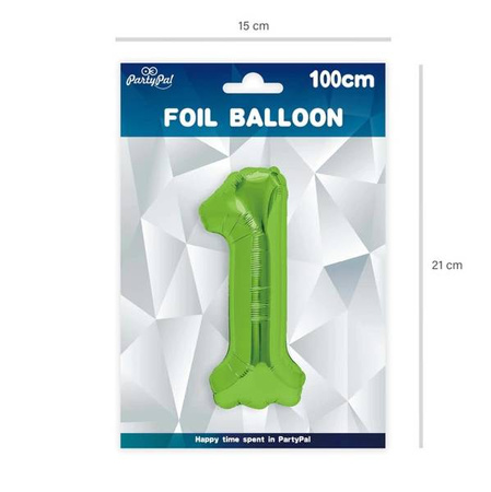 BALON FOLIOWY 100 CM CYFRA 1 ZIELONY