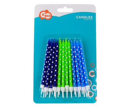ŚWIECZKI GROCHY NIEBIESKO-ZIELONE, 24SZT.