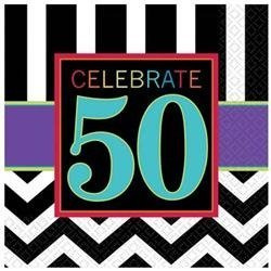 SERWETKI PAPIEROWE 50 URODZINY 33X33 CM