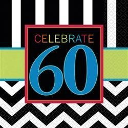 SERWETKI PAPIEROWE 60 URODZINY 33X33 CM