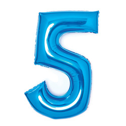 BALON FOLIOWY CYFRA 5 NIEBIESKI 66 CM