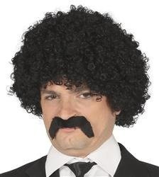 PERUKA Z WĄSEM AFRO CZARNA PEDRO