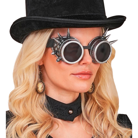 OKULARY GOGLE STEAMPUNK CZARNO-SREBRNE 