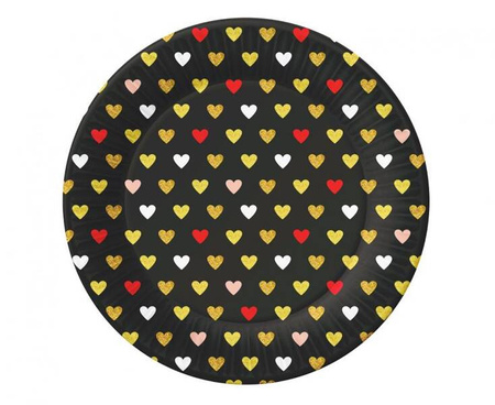 ZESTAW SERDUSZKA XOXO CZARNE TALERZYKI+KUBECZKI+SERWETKI