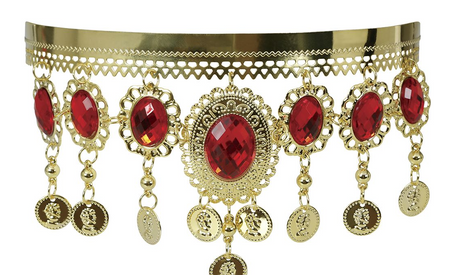 METALOWA OPASKA Z CZERWONYMI KAMIENIAMI