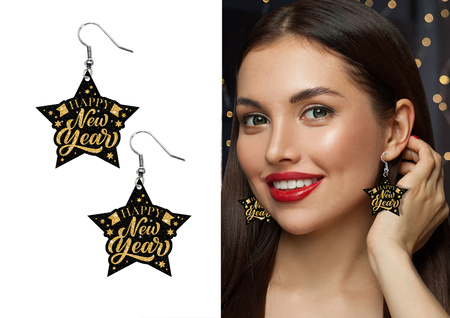 KOLCZYKI HAPPY NEW YEAR SYLWESTER GWIAZDKI
