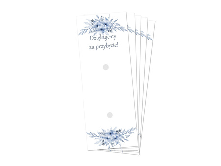 PODZIĘKOWANIA DLA GOŚCI NIEBIESKIE KWIATY 5 SZT MERCI
