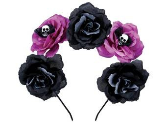 OPASKA KWIATY CZARNO-FIOLETOWE LOS MUERTOS