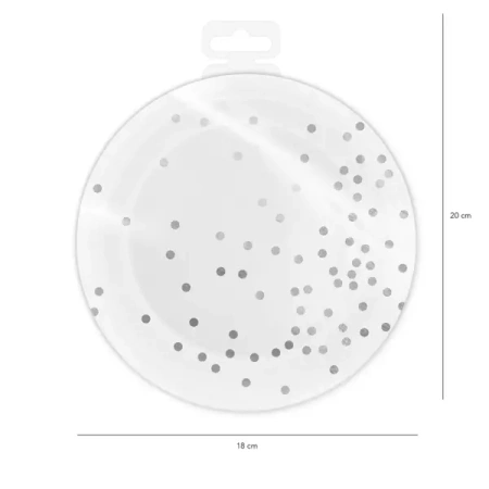 TALERZYKI PAPIEROWE SREBRNE KROPKI