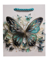 TORBA PREZENTOWA MOTYL ZIELONA 14 X 12 X 6 CM