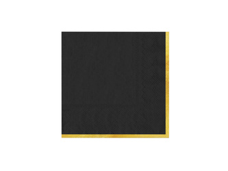 SERWETKI PAPIEROWE CZARNE ZE ZŁOTYM OBRAMOWANIEM 33X33 CM 10 SZT