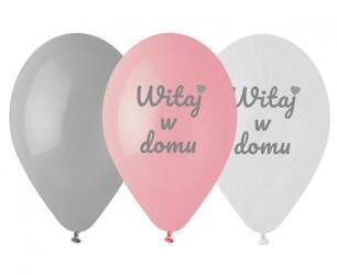 BALONY LATEKSOWE RÓŻOWE WITAJ W DOMU 30 CM 6 SZT
